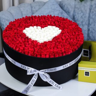 Heartfelt Round Arrangement with Patchi by Black Tulip Flowers