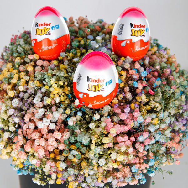 Kinder Joy Rainbow flower box by Black Tulip Flowers.