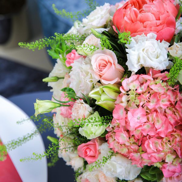 Lovely Pink Combination by Black Tulip Flowers
