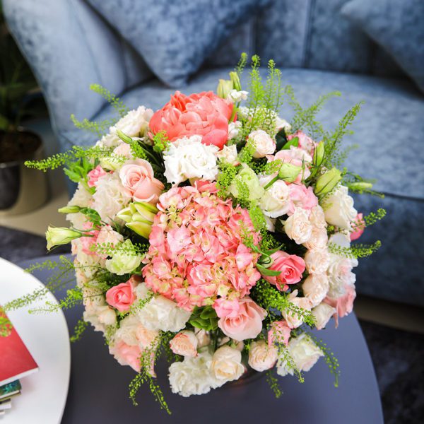 Lovely Pink Combination by Black Tulip Flowers
