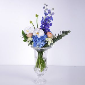 Mix Blooms in a glass vase by Black Tulip Flowers.