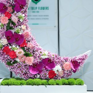 Moonlight Special crescent flower arrangement by Black Tulip Flowers