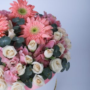 Nostalgic Pink In A Box by Black Tulip Flowers