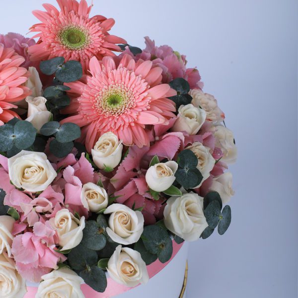 Nostalgic Pink In A Box by Black Tulip Flowers