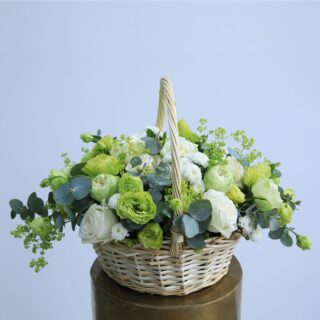 Peace and Abundance flower basket by Black Tulip Flowers