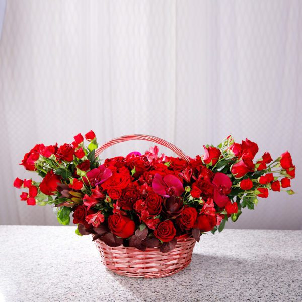 Power of Love flower basket by Black Tulip Flowers