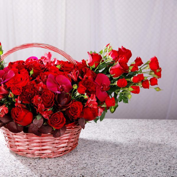 Power of Love flower basket by Black Tulip Flowers