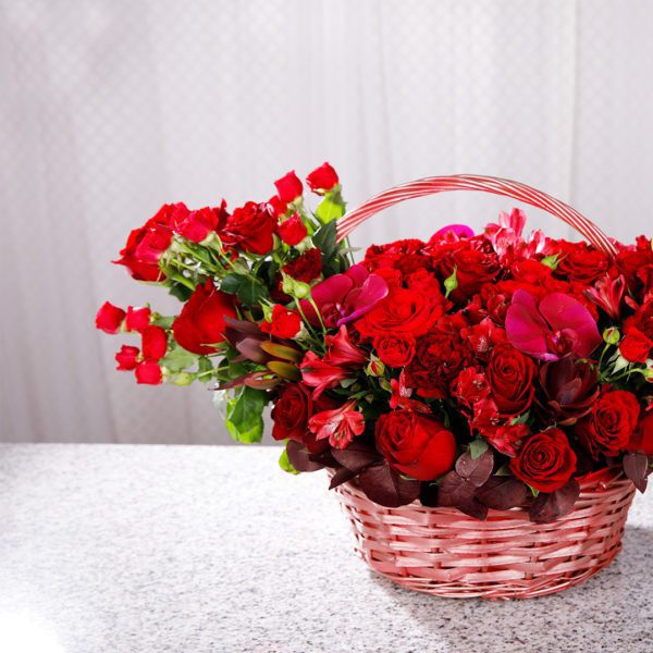 Power of Love flower basket by Black Tulip Flowers