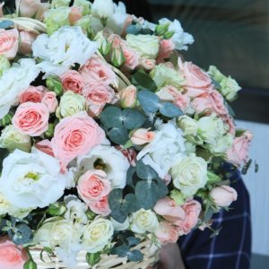 Prosperous Blooms flower basket by Black Tulip Flowers