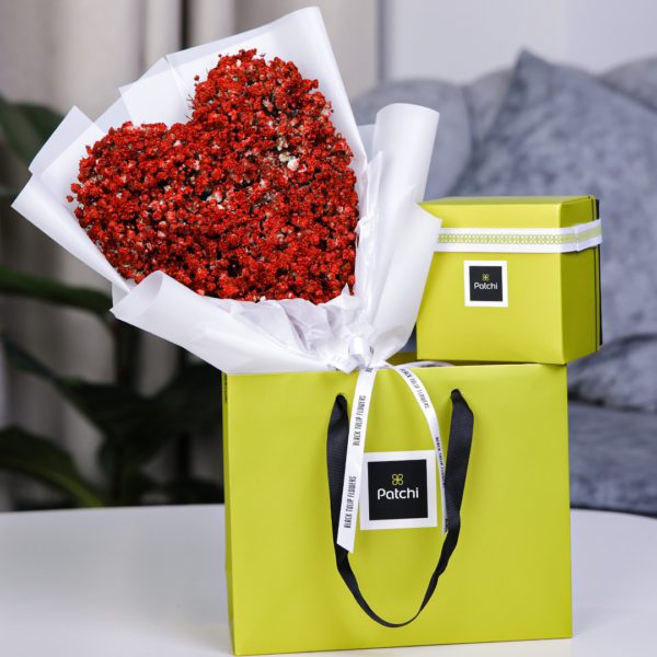 Pure Heart with Patchi by Black Tulip Flowers