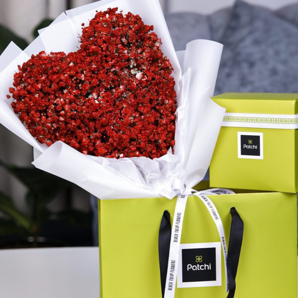 Pure Heart with Patchi by Black Tulip Flowers