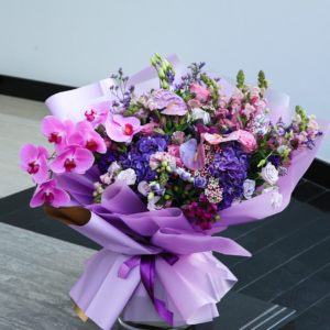 Purple Royalty flower bouquet composed with of purple flowers.