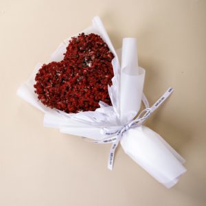 Rare Duo bouquet composed with of sprayed gypsophila in heart shape by Black Tulip Flowers.