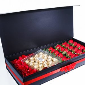 Romantic Trio with Ferrero by Black Tulip Flowers