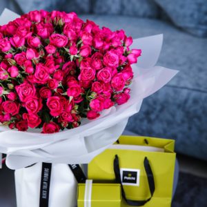 Striking Pink with Patchi by Black Tulip Flowers