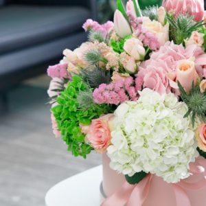 Sweet Endearment flower box by Black Tulip Flowers