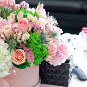 Sweet Endearment flower box by Black Tulip Flowers