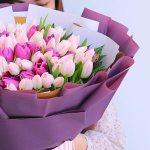 Sweet Pastel Tulips by Black Tulip Flowers