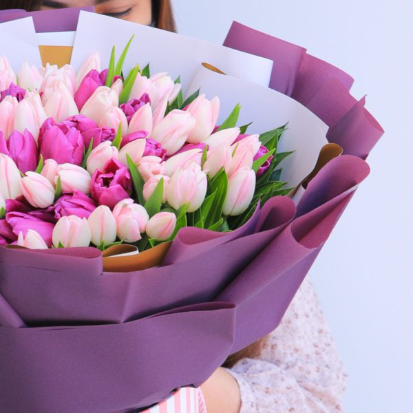 Sweet Pastel Tulips by Black Tulip Flowers