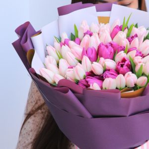 Sweet Pastel Tulips by Black Tulip Flowers
