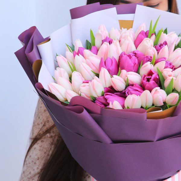 Sweet Pastel Tulips by Black Tulip Flowers