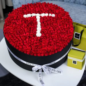 Tempting Round Arrangement - T with Patchi by Black Tulip Flowers
