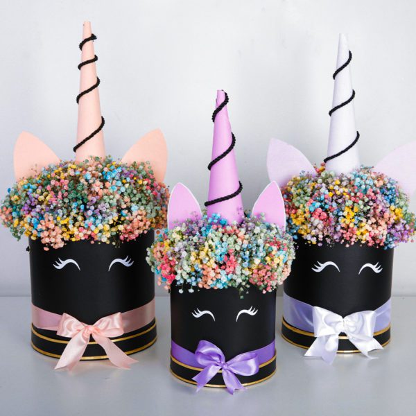 Unicorn Trio flower box by Black Tulip Flowers