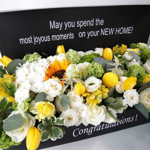 Welcome Home flower box by Black Tulip Flowers