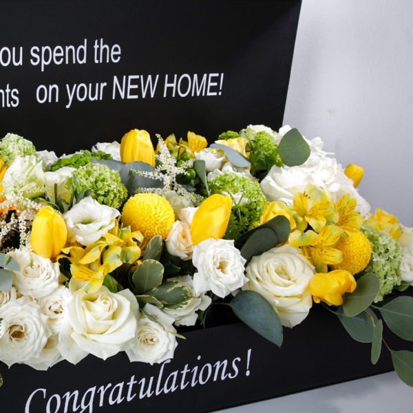 Welcome Home flower box by Black Tulip Flowers