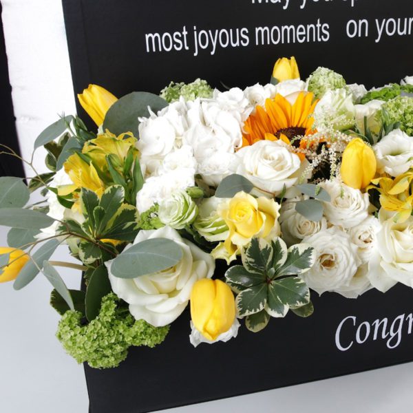 Welcome Home flower box by Black Tulip Flowers