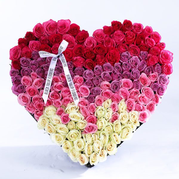 Luscious Heart Arrangement by Black Tulip Flowers