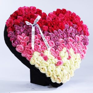 Luscious Heart Arrangement by Black Tulip Flowers