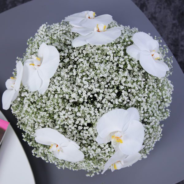 Pure White Duo flower centerpiece by Black Tulip Flowers