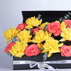 Sweet and Happy Surprise flower box by Black Tulip Flowers