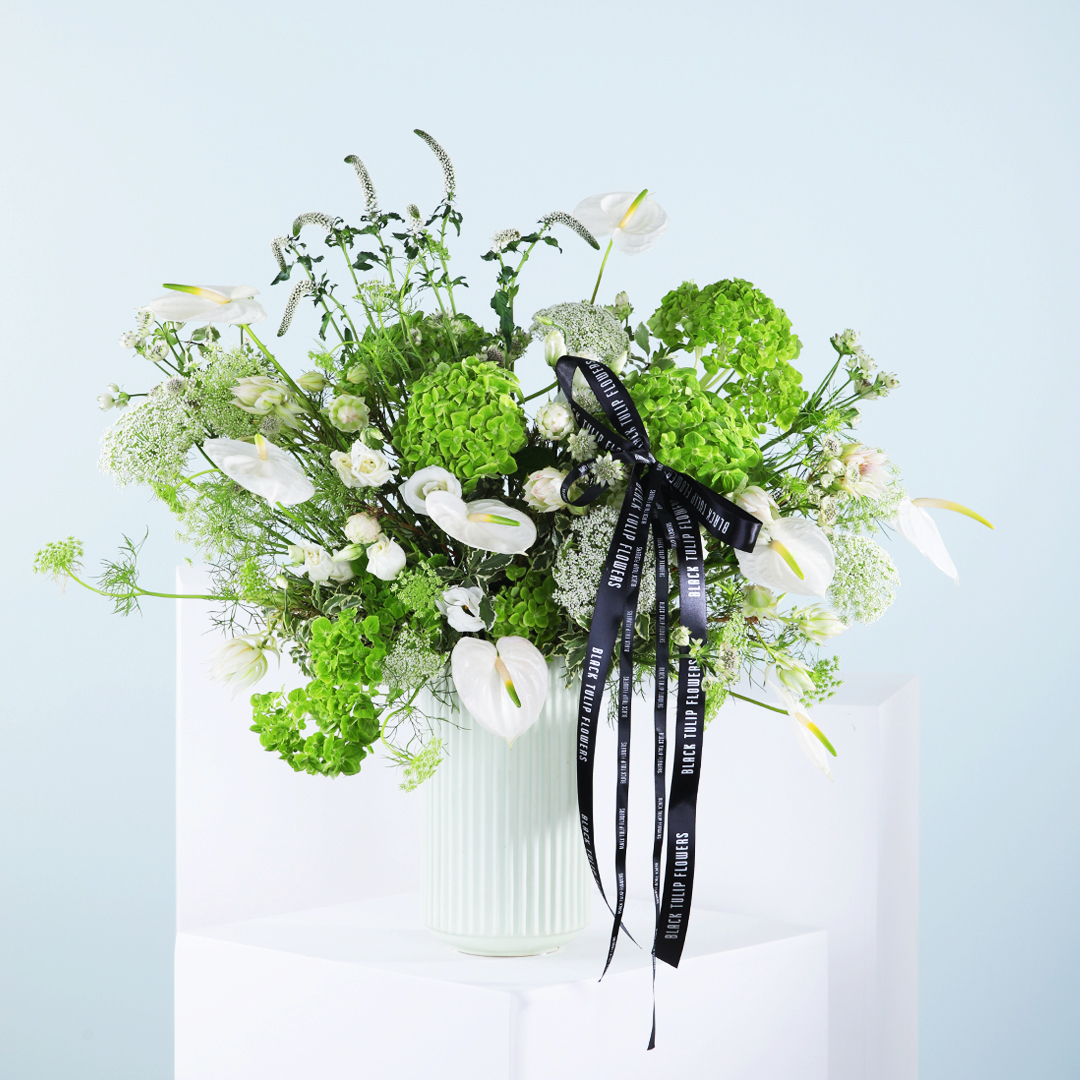 Pastel Green Floral Vase Flower Delivery Dubai UAE