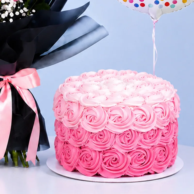 birthday-bouquet-2-pink-roses-with-cake_2026_01_04 birthday bouquet 2 pink roses with cake 2026 01 04