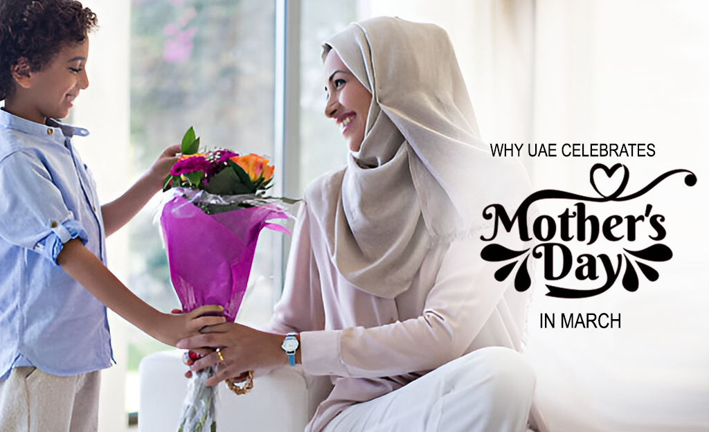 Discover why Mother’s Day is celebrated in March in the UAE! Explore its cultural significance, gift ideas, flower delivery options, and exclusive offers in Dubai.