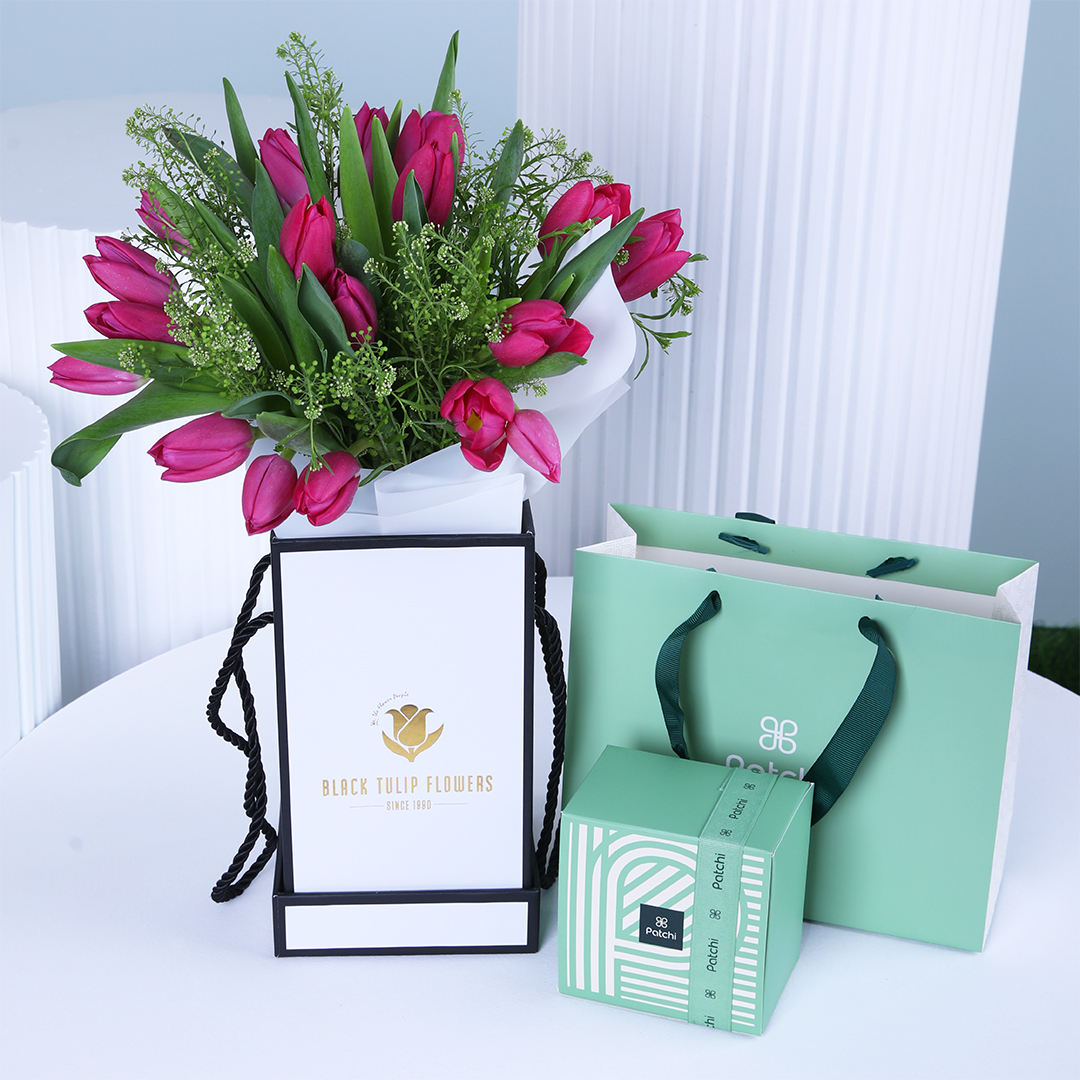 Lovely Purple Tulips in Box