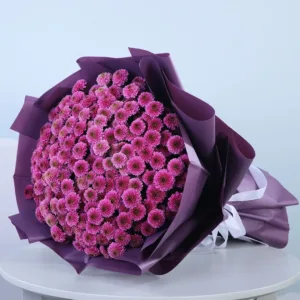 This bouquet consists of 100 stems Purple Chrysanthemum.