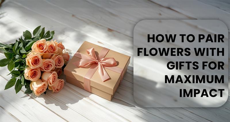 Flower bouquet paired with a matching gift box for a perfect, thoughtful surprise