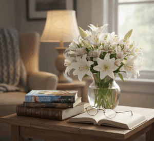Books She Loves with Lilies