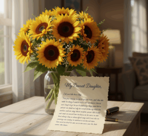 Handwritten Letters with Sunflowers