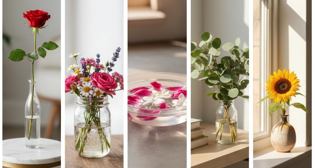 Mini flower arrangement ideas for quick 5-minute floral décor setups.