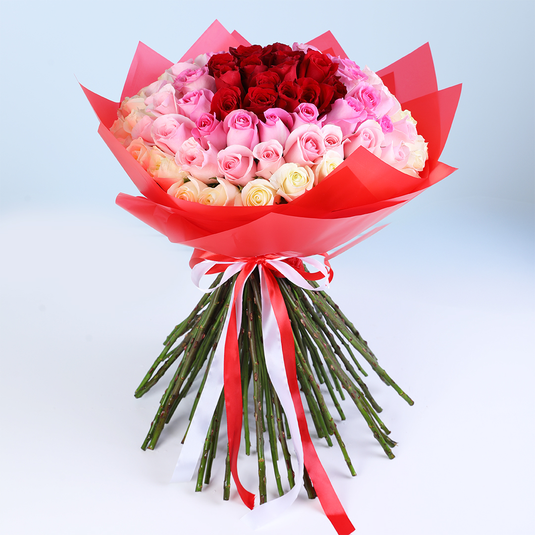 Heart Center Roses Heart Rose Bouquet | Red & Pink Roses for Valentine’s Day