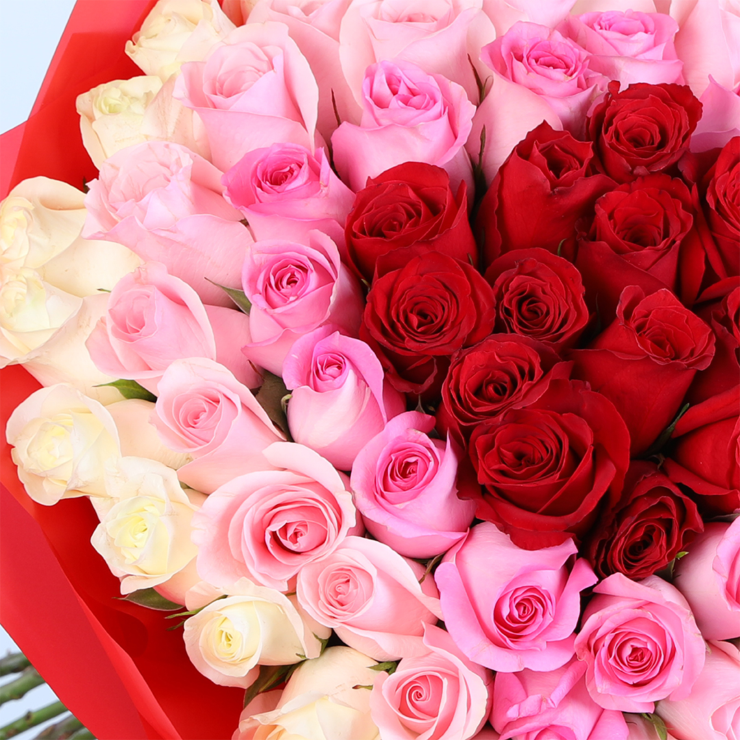 Heart Center Roses Heart Rose Bouquet | Red & Pink Roses for Valentine’s Day