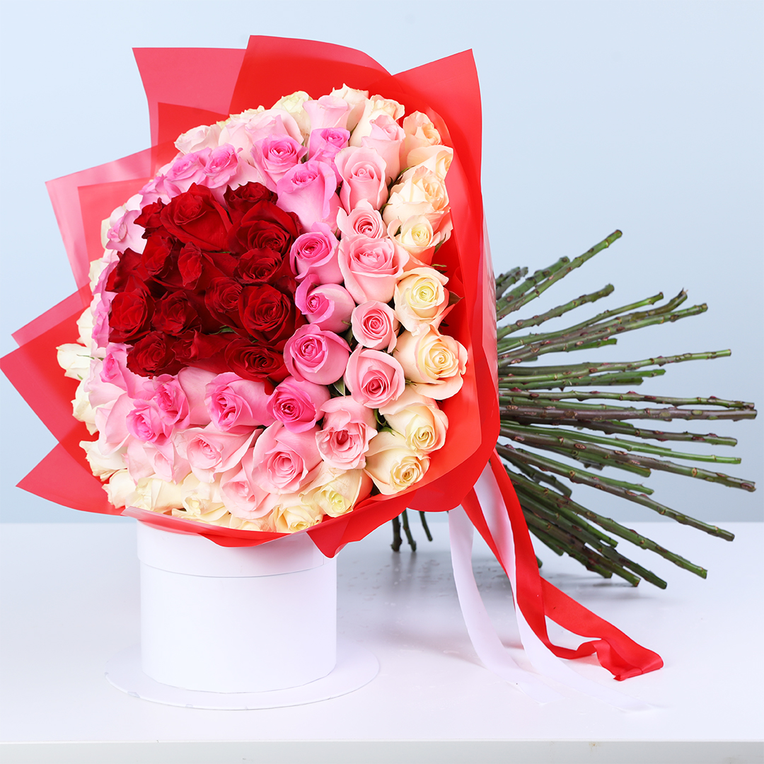 Heart Center Roses Heart Rose Bouquet | Red & Pink Roses for Valentine’s Day