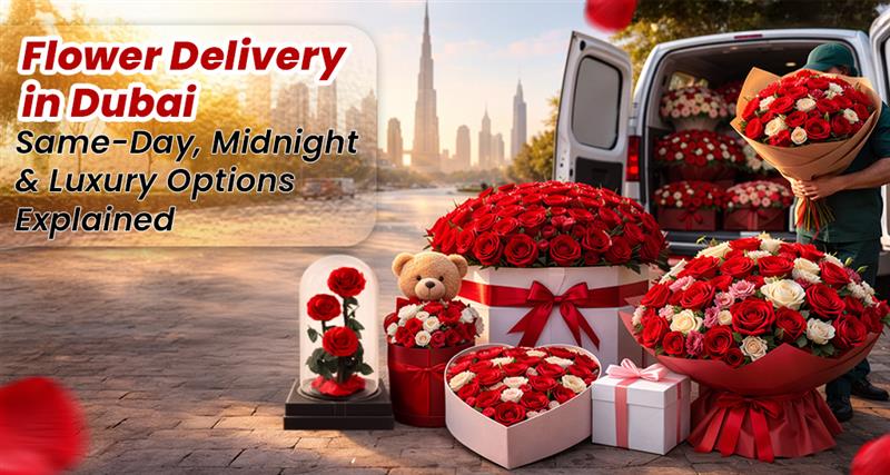 Same-day flower delivery in Dubai with luxury bouquets and midnight surprise options