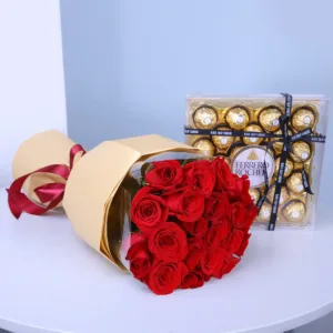 10. Propose Red Roses Bouquet with Ferrero Rocher Valentines Day