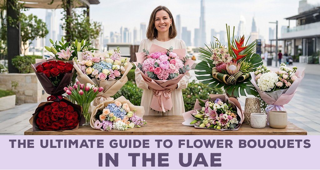 Elegant flower bouquet arrangement in UAE with roses, lilies, and premium wrapping