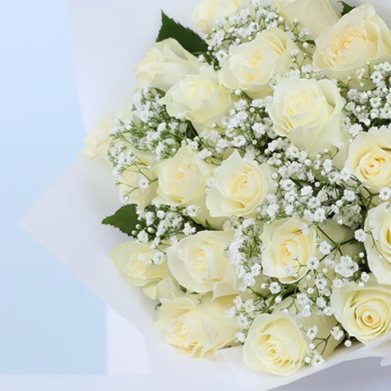 frosted white rose bouquet 05